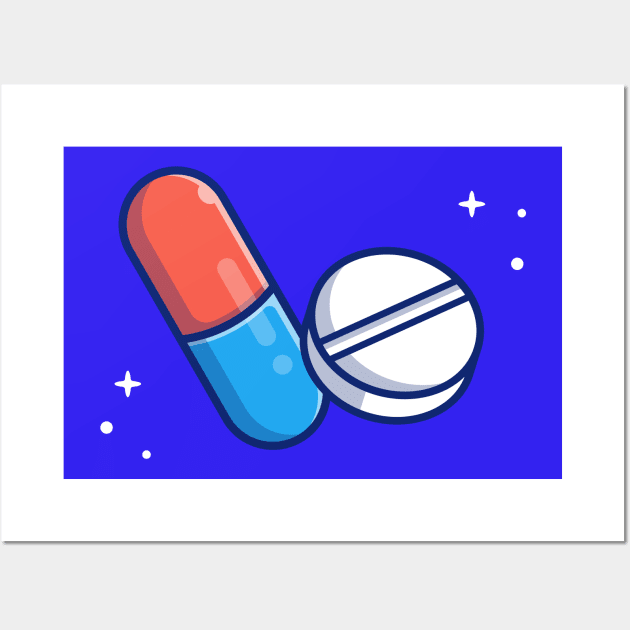 Pill And Tablet Cartoon Wall Art by Catalyst Labs